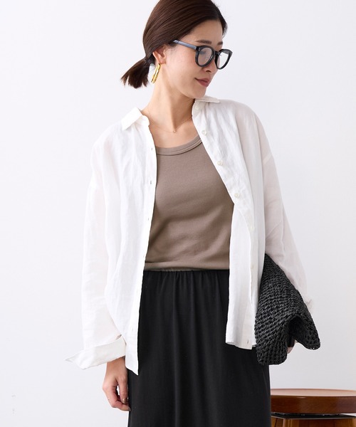ブラウス シャツ ラミー2WAYシアーシャツ レディースの画像