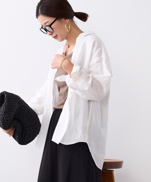 ブラウス シャツ ラミー2WAYシアーシャツ レディースの画像