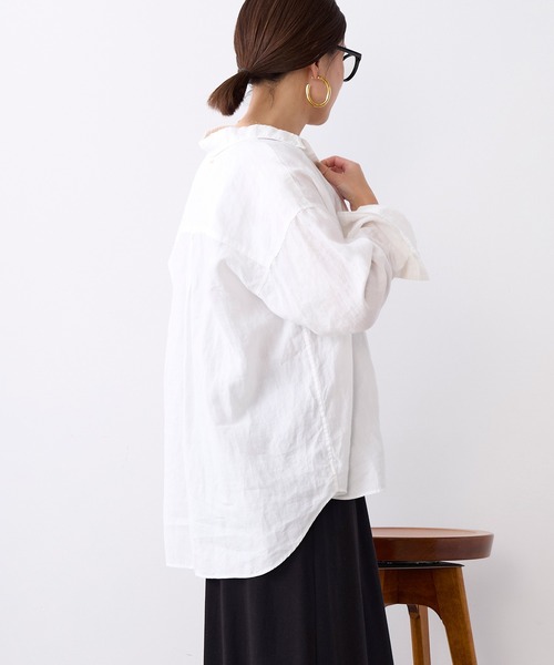 ブラウス シャツ ラミー2WAYシアーシャツ レディースの画像