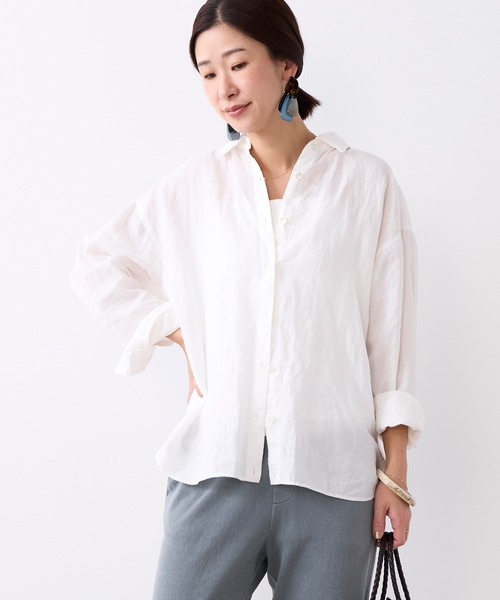 ブラウス シャツ ラミー2WAYシアーシャツ レディースの画像