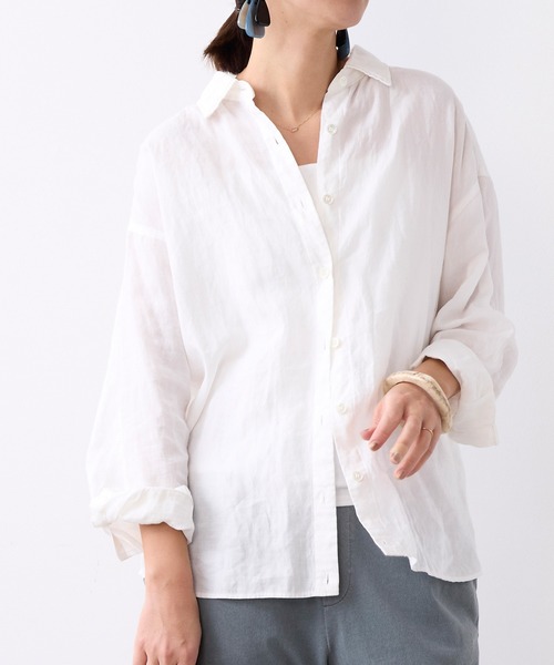 ブラウス シャツ ラミー2WAYシアーシャツ レディースの画像