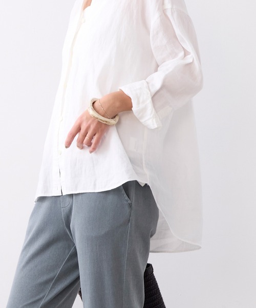 ブラウス シャツ ラミー2WAYシアーシャツ レディースの画像