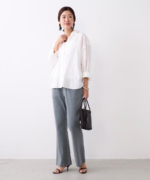 ブラウス シャツ ラミー2WAYシアーシャツ レディースの画像