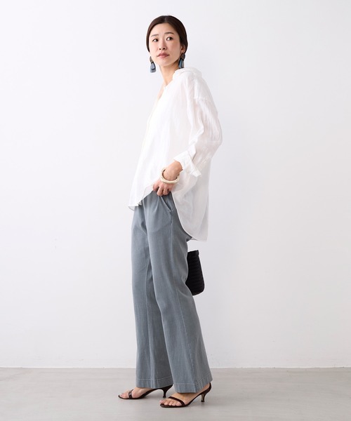 ブラウス シャツ ラミー2WAYシアーシャツ レディースの画像