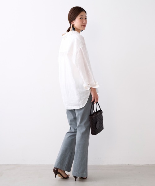 ブラウス シャツ ラミー2WAYシアーシャツ レディースの画像