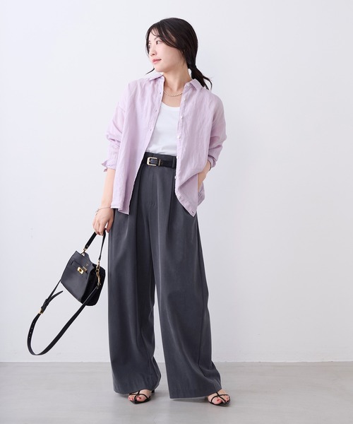 ブラウス シャツ ラミー2WAYシアーシャツ レディースの画像