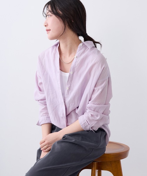 ブラウス シャツ ラミー2WAYシアーシャツ レディースの画像