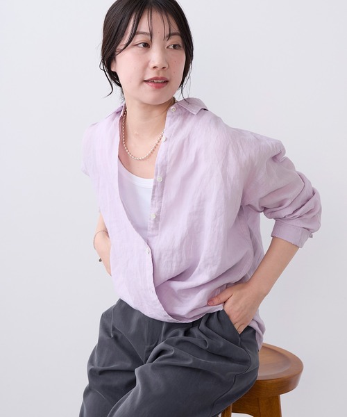 ブラウス シャツ ラミー2WAYシアーシャツ レディースの画像