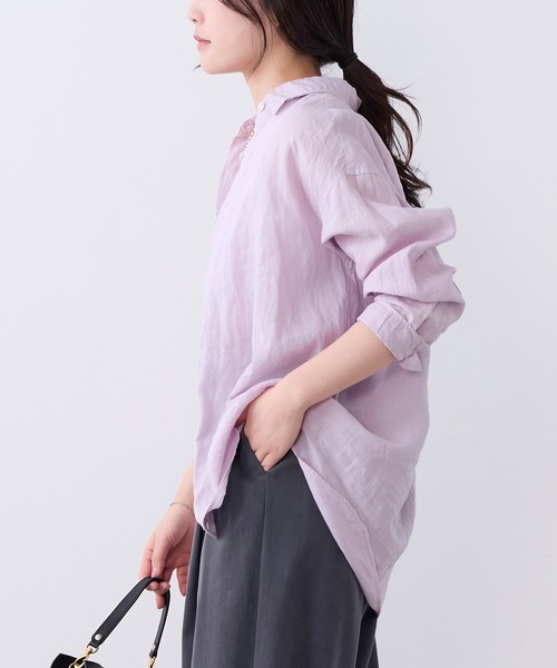 ブラウス シャツ ラミー2WAYシアーシャツ レディースの画像