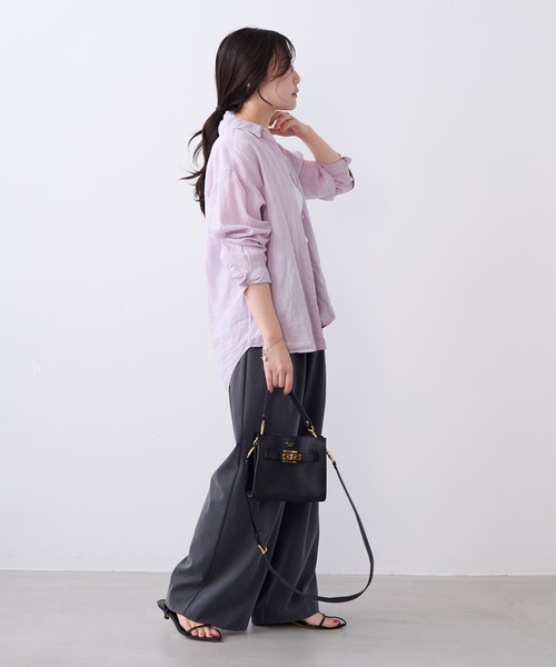 ブラウス シャツ ラミー2WAYシアーシャツ レディースの画像
