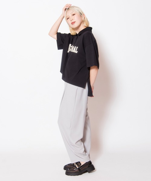 パンツ タックカーブパンツ レディースの画像