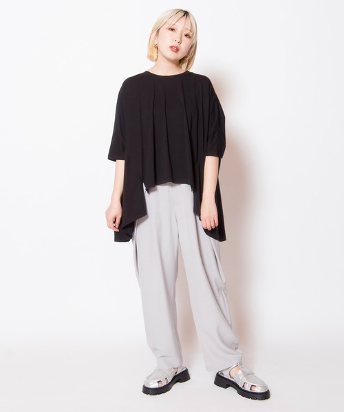 パンツ タックカーブパンツ レディースの画像