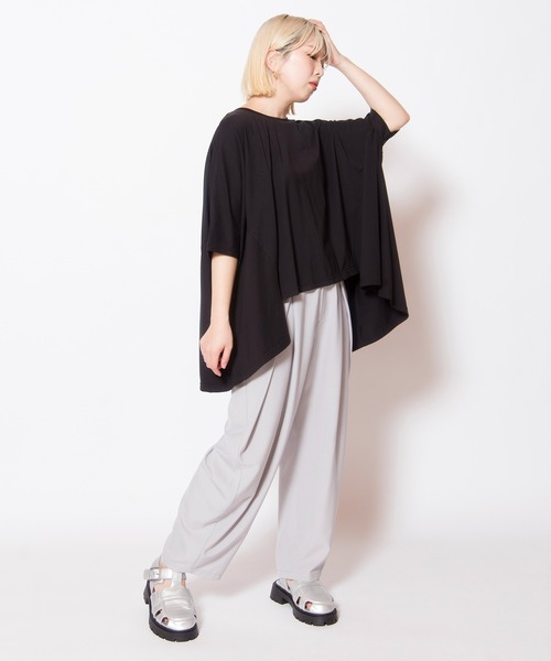 パンツ タックカーブパンツ レディースの画像