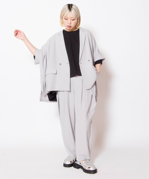 パンツ タックカーブパンツ レディースの画像