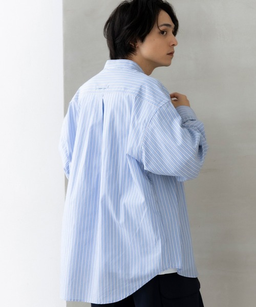 シャツ +phenix(プラスフェニックス)SEAM POCKET BAND COLLAR SHIRT / シームポケット バンドカラーシャツ メンズの画像