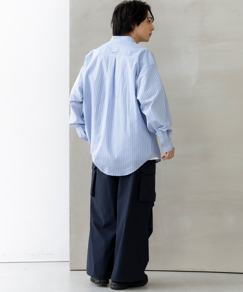 シャツ +phenix(プラスフェニックス)SEAM POCKET BAND COLLAR SHIRT / シームポケット バンドカラーシャツ メンズの画像