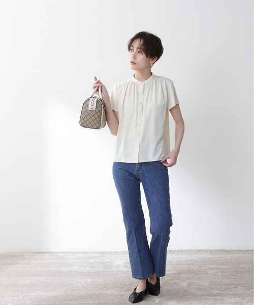 「N.(N. Natural Beauty Basic)」 半袖ブラウス MEDIUM ブラウン レディース_画像6