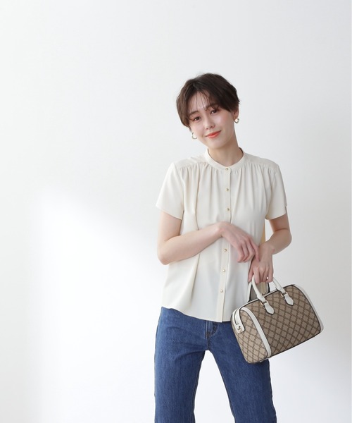 「N.(N. Natural Beauty Basic)」 半袖ブラウス MEDIUM ブラウン レディース_画像7