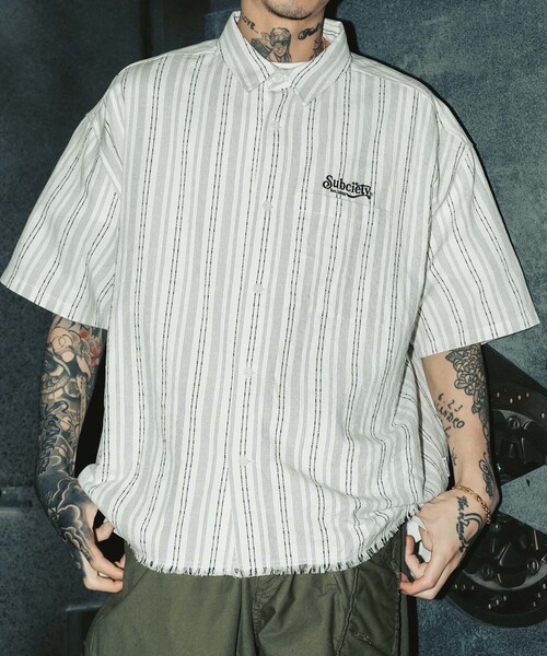 「Subciety」 半袖シャツ MEDIUM ブラック メンズ_画像4