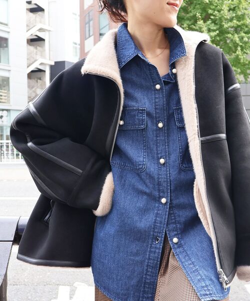 「le.coeur blanc」 長袖シャツ 38 ブルー レディース_画像5