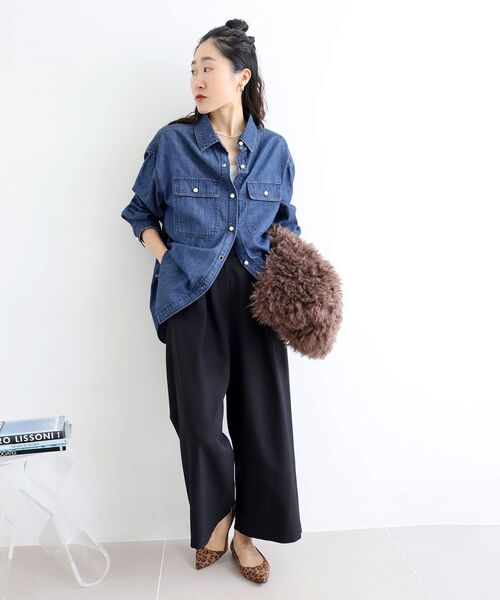 「le.coeur blanc」 長袖シャツ 38 ブルー レディース_画像8