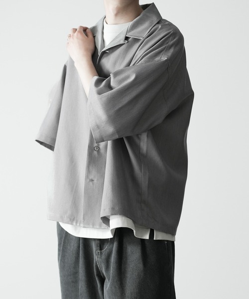 シャツ ブラウス 【RUUBON】TR open collar shirt / TR オープンカラー 単品購入 FW オープンカラーシャツ XL シャツ