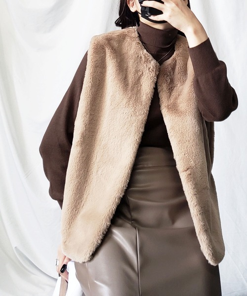 ミンクフェイクベスト　ジレ 楽天市場】【 TAKAGI MINK 】 高木ミンク フォックス リアル