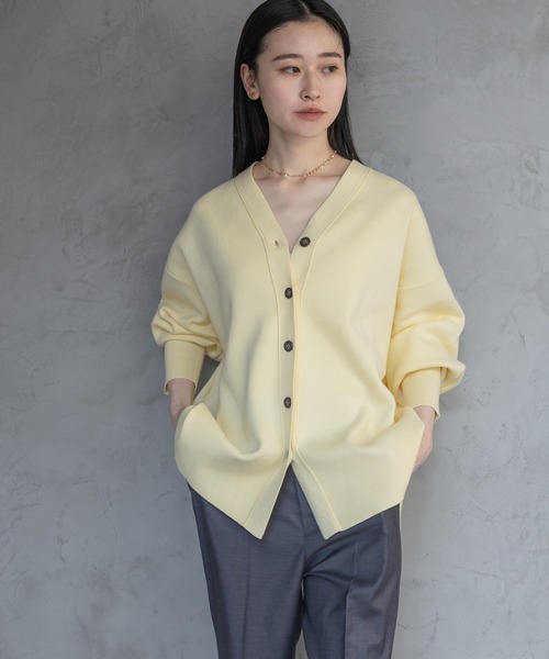Apartby スウェットライクスポンジニットBIGカーディガン 春　羽織り A part by（アパートバイ） カーディガン お気に入り1.8万人超え