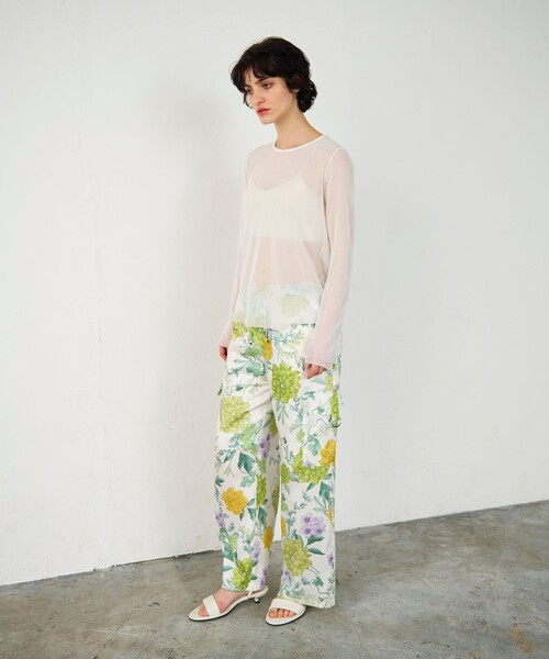 GRACE CONTINENTAL パンツ フラワープリントワークパンツ