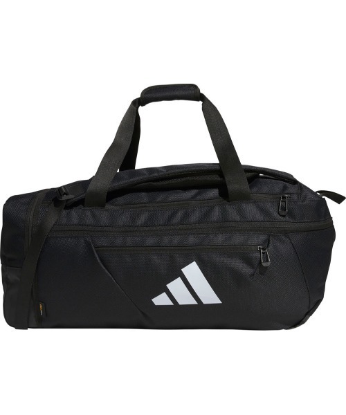 【美品】adidas メンズ シルバーロゴ  ダッフルバッグ  ボストンバッグ adidas ボストンバッグ シューズポケット付き ボールドロゴ