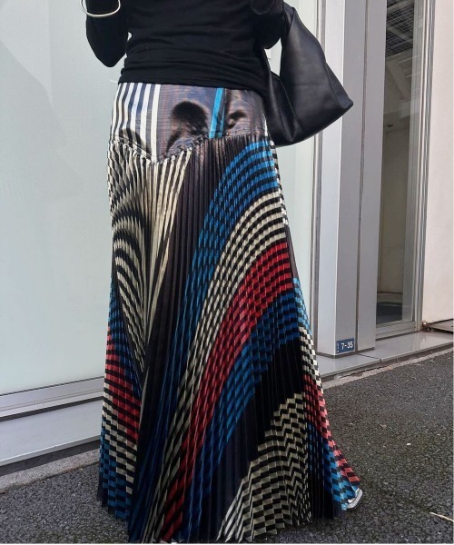 Ameri（アメリ） スカート GLITTER STRIPE PLEAT SKIRT : ZOZOTOWN