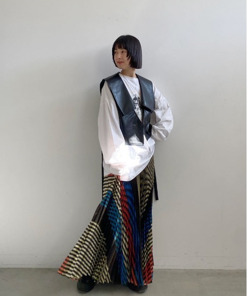 Ameri（アメリ） スカート GLITTER STRIPE PLEAT SKIRT : ZOZOTOWN