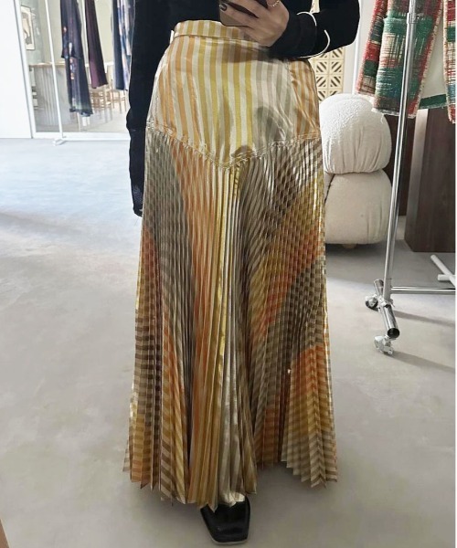 Ameri（アメリ） スカート GLITTER STRIPE PLEAT SKIRT : ZOZOTOWN