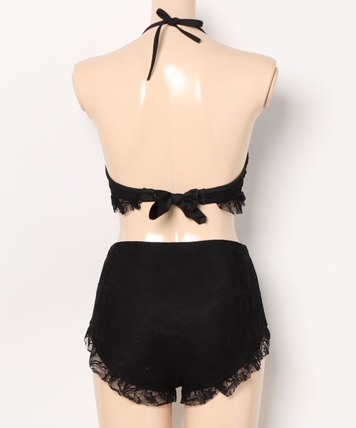 Lace Ladies 水着 「3点セット」トッパー付き 総レース フリル
