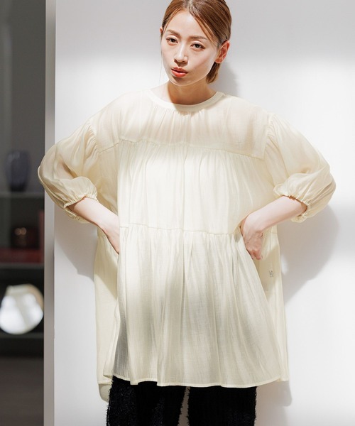 【新品未使用！】前後2wayティアードチュニック(アイボリー) 前後2wayティアードチュニック White – honono for mom&baby