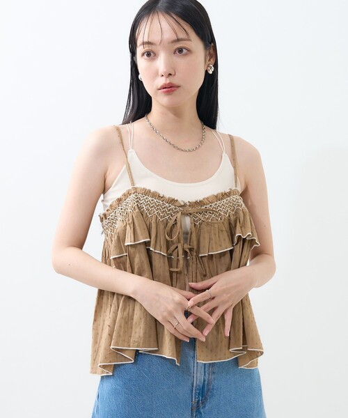 FREAK'S STORE キャミソール インド スモッキングビスチェ