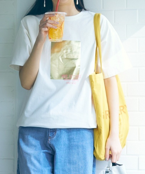 slattgir tシャツ 高身長 綿100％箔プリントオーバーサイズT