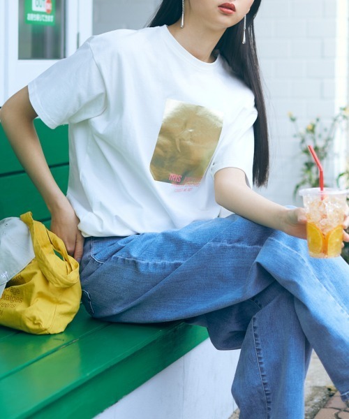 slattgir tシャツ 高身長 綿100％箔プリントオーバーサイズT