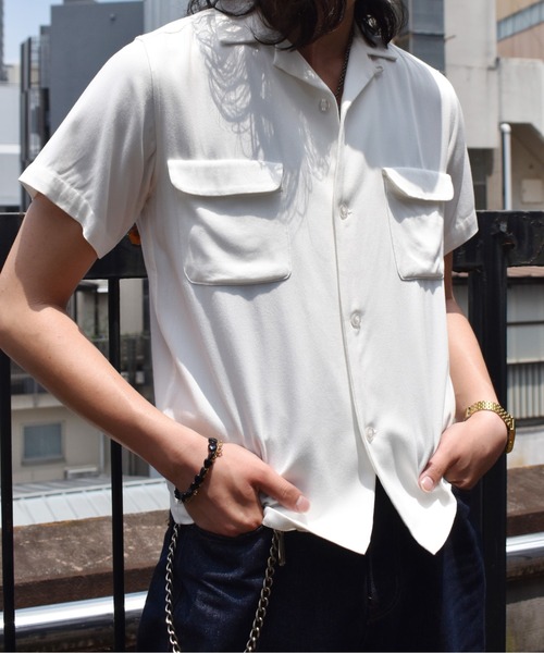 Noen シャツ ショートリブレーヨン半袖シャツ メンズ レディース