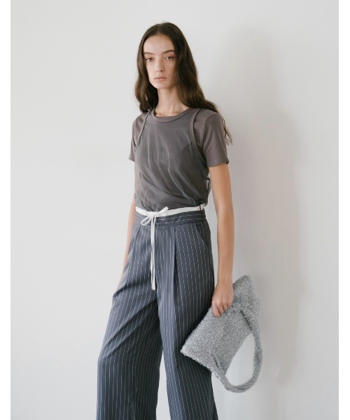 DOUDOU 半袖 Tシャツ チャコールグレー viseu チュール duei tシャツ チュールタンクセットTシャツ / セパレート可能