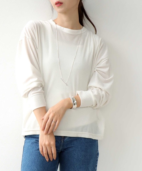 tシャツ シアートリコット ベロアルーズトップス レディース