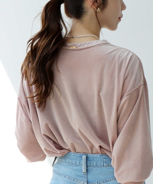 tシャツ シアートリコット ベロアルーズトップス レディース Jines tシャツ シアートリコット ベロアルーズトップス