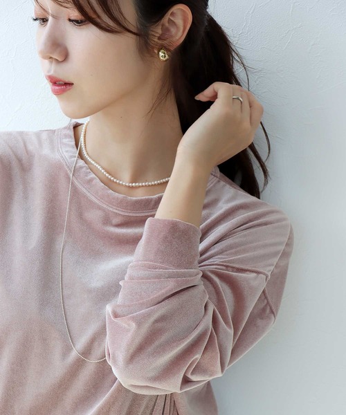 tシャツ シアートリコット ベロアルーズトップス レディース Jines tシャツ シアートリコット ベロアルーズトップス