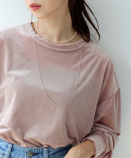 tシャツ シアートリコット ベロアルーズトップス レディース Jines tシャツ シアートリコット ベロアルーズトップス