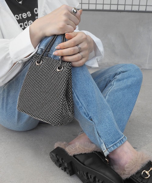 minia（ミニア） ショルダーバッグ バッグ ラインストーンミニ巾着