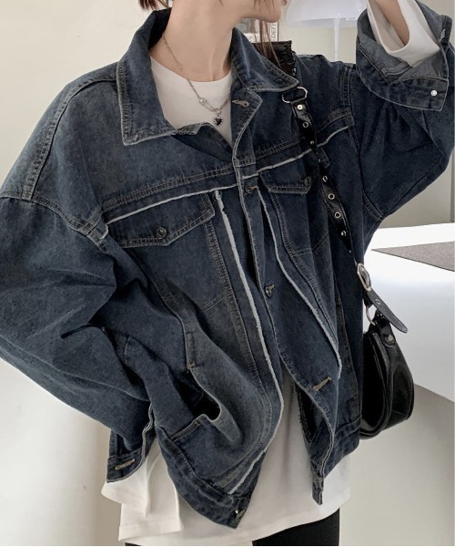 BLANC FICELLE デニムジャケット gジャン カットオフ オーバーサイズ