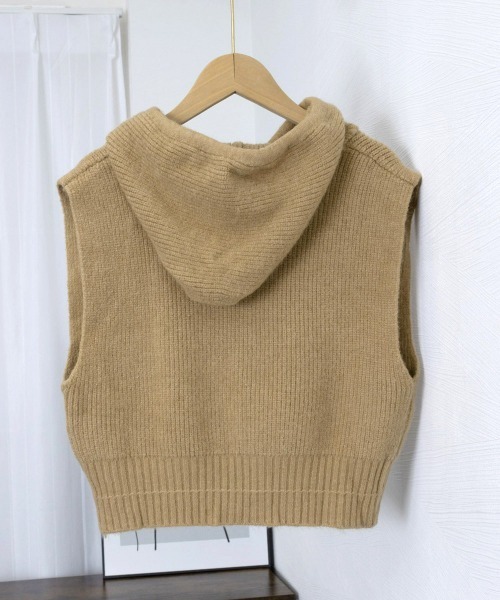 miniministore（ミニミニストア） ベスト ジレ フード付きジップニット