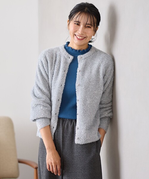 ANY（エニィ） カーディガン 「手洗い可」シャイニーニット