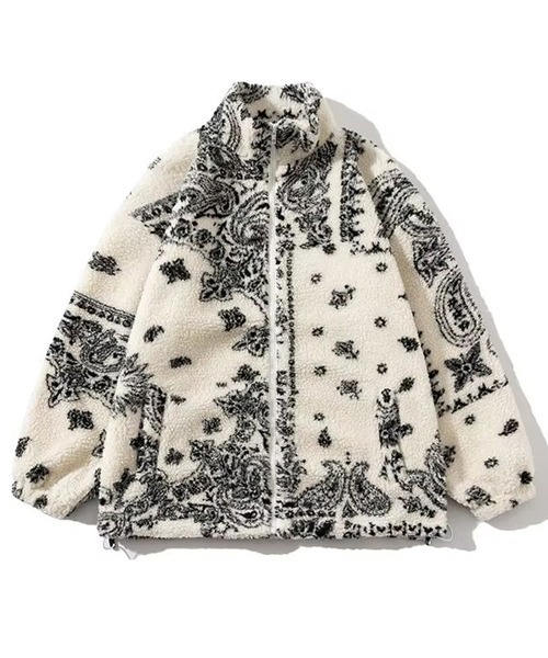 ブルゾン アウター 「WARAIJOGO」ペイズリー柄ボアジャケット(NEZ