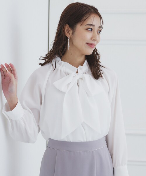 ブラウス シャツ フリルタイブラウス レディース KOEISTORE ブラウス レディース 春 夏 春夏 黒 フリル リボン
